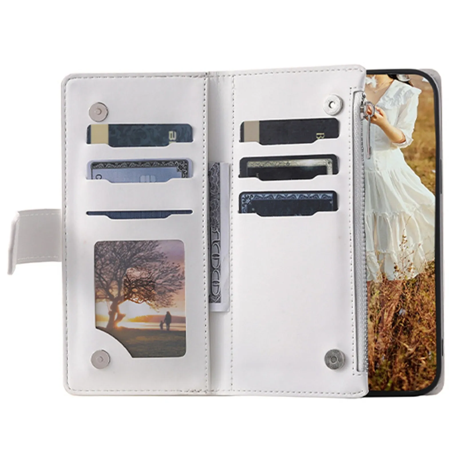 005 Style For iPhone 14 6.1 inch, Shockproof Zipper Pocket Flip Wallet Case Stand PU Leather Rhombus Texture Protective Phone Cover with Strap Card Holder
