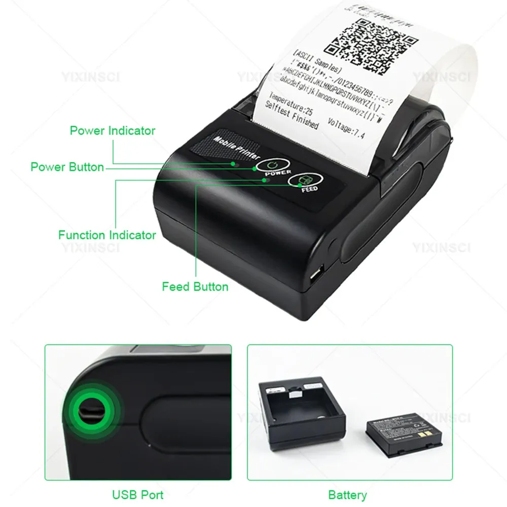 13407 Mini impresora portátil inalámbrica térmica de recibos