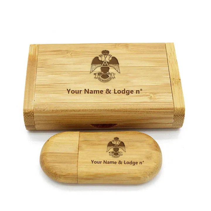 33rd Degree Scottish Rite USB Flash Drives - Wings Down Various Wood Colors