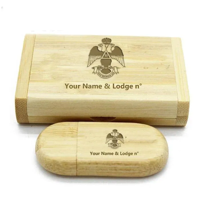 33rd Degree Scottish Rite USB Flash Drives - Wings Down Various Wood Colors