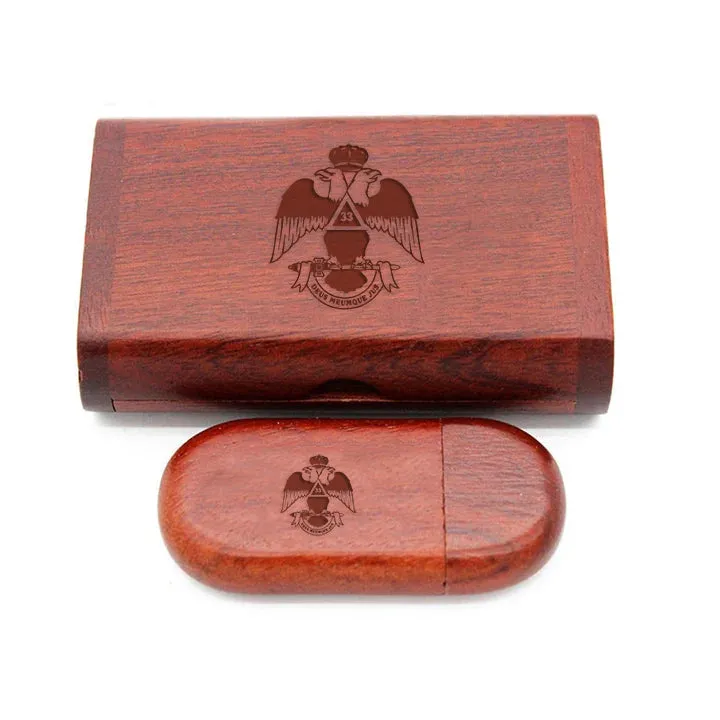 33rd Degree Scottish Rite USB Flash Drives - Wings Down Various Wood Colors