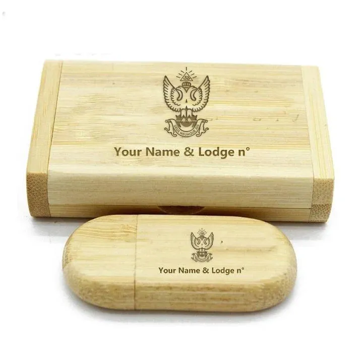33rd Degree Scottish Rite USB Flash Drives - Wings Up Various Wood Colors