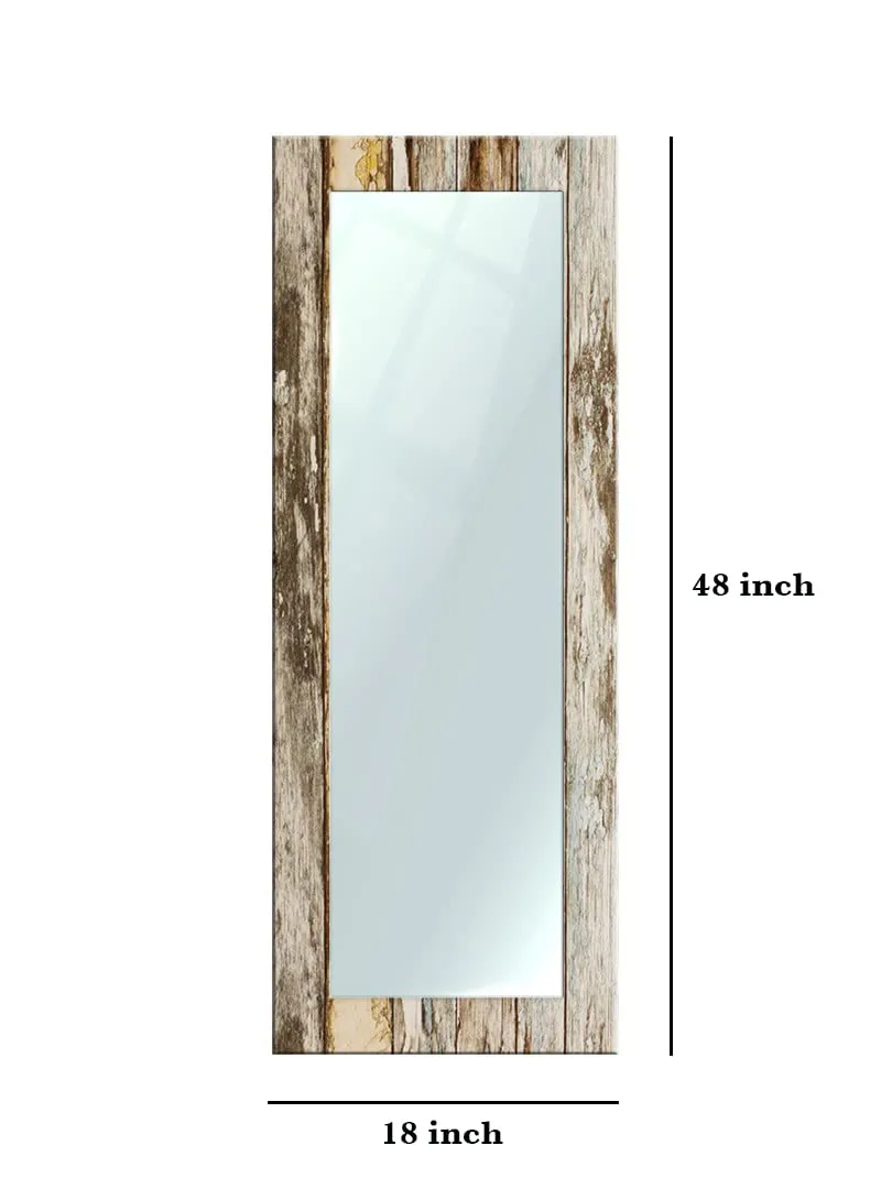 999STORE Printed Big Mirror for Bathroom Wall Full Wall Mirrors Brown Wooden Pattern Large Long Big Full Length Mirror (MDF_18X48 Inches) MirrorBMP298