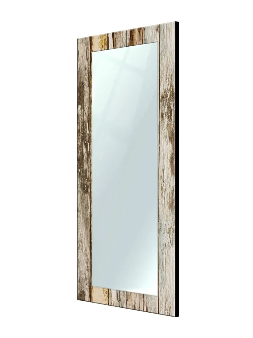 999STORE Printed Big Mirror for Bathroom Wall Full Wall Mirrors Brown Wooden Pattern Large Long Big Full Length Mirror (MDF_18X48 Inches) MirrorBMP298