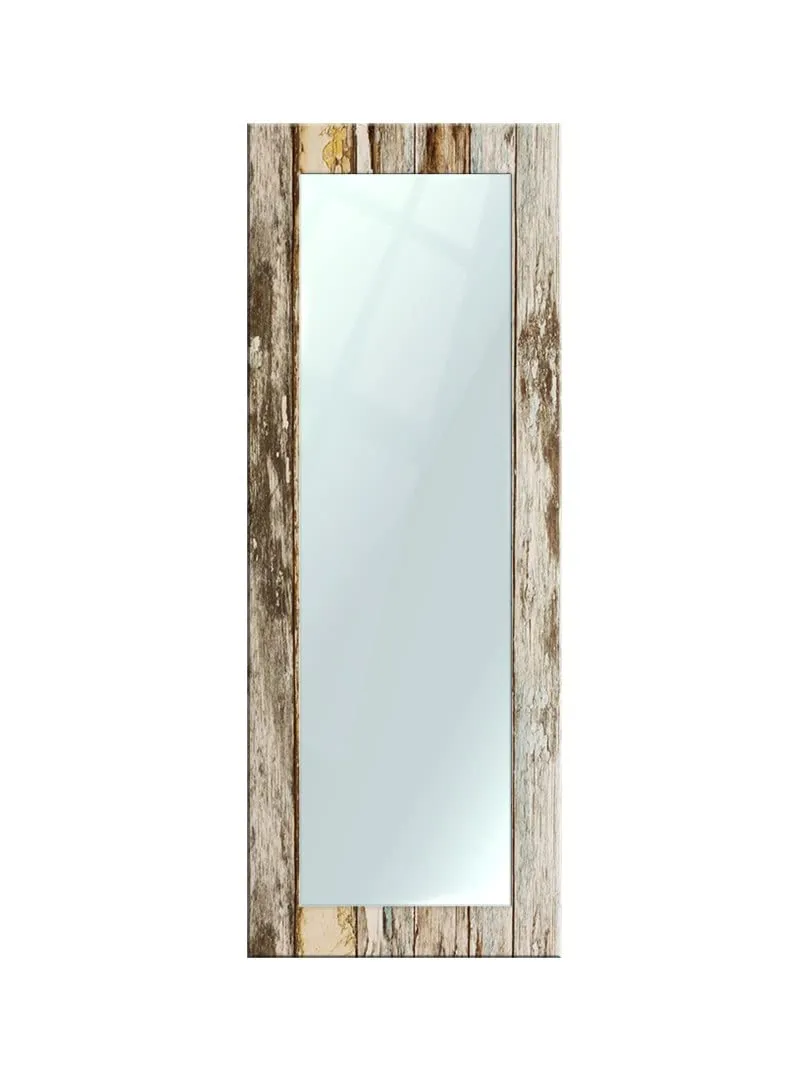 999STORE Printed Big Mirror for Bathroom Wall Full Wall Mirrors Brown Wooden Pattern Large Long Big Full Length Mirror (MDF_18X48 Inches) MirrorBMP298