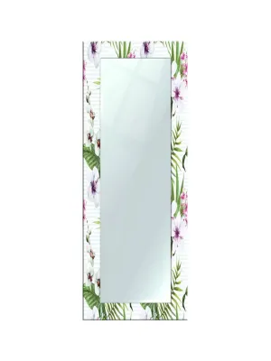 999STORE Printed Mirror Home Wall Mirror for Wall Decor Multi Leaves&Flower Pattern Bathroom Mirror Large (MDF_18X48 Inches) MirrorBMP187