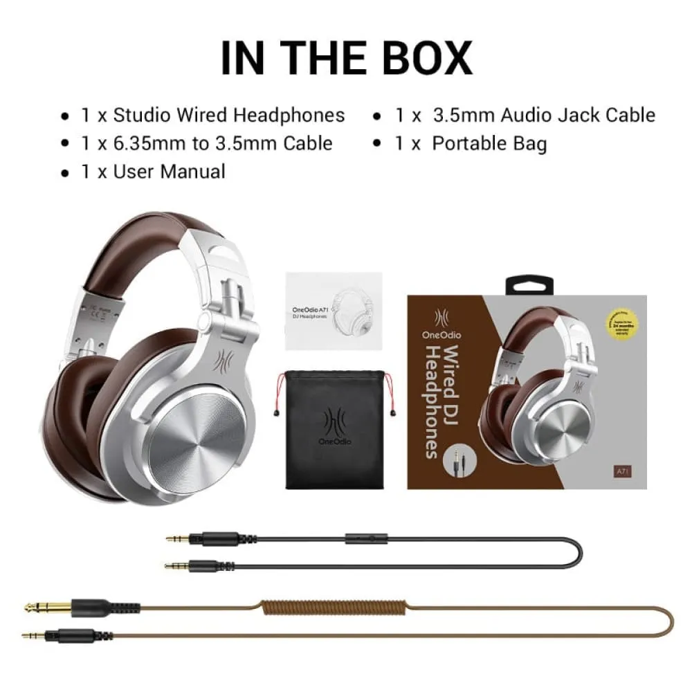 A71 Wired Headphones for Computer Phone with Mic Foldable Over Ear