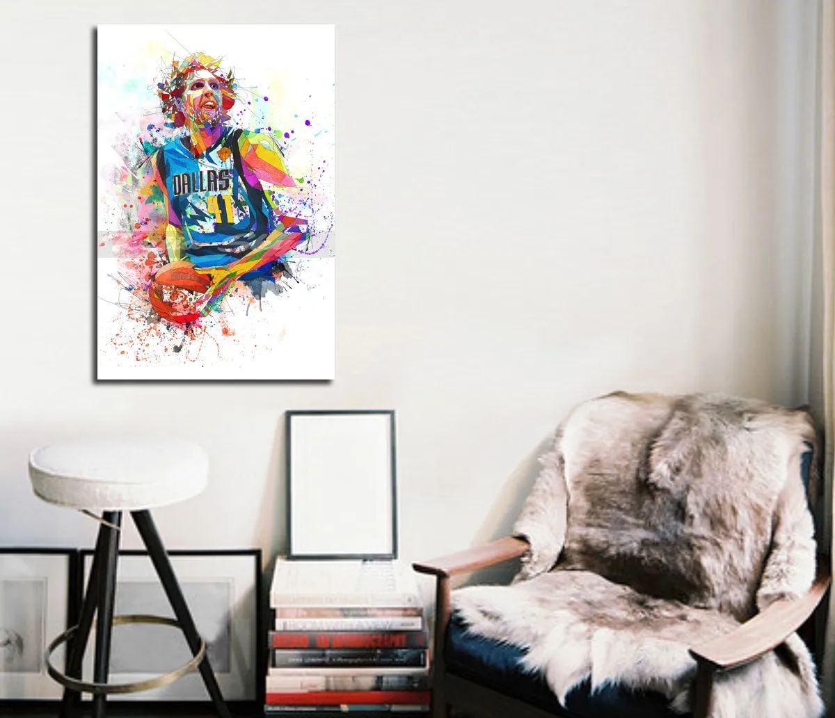 Abstract Basketball Canvas Wall Art Inspired by Dirk Nowitzki // NBA-DN01