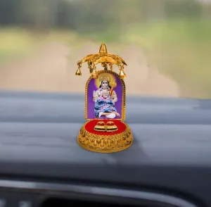 ADHVIK HHRI0476-01 Lord Hanuman/bajrangali Bali Neem Karoli Baba Ashirwad Posture with Charan Paduka and Umbrella Chhatra God Idol, Car Dashboard/Office Desk/Table/Home Decor