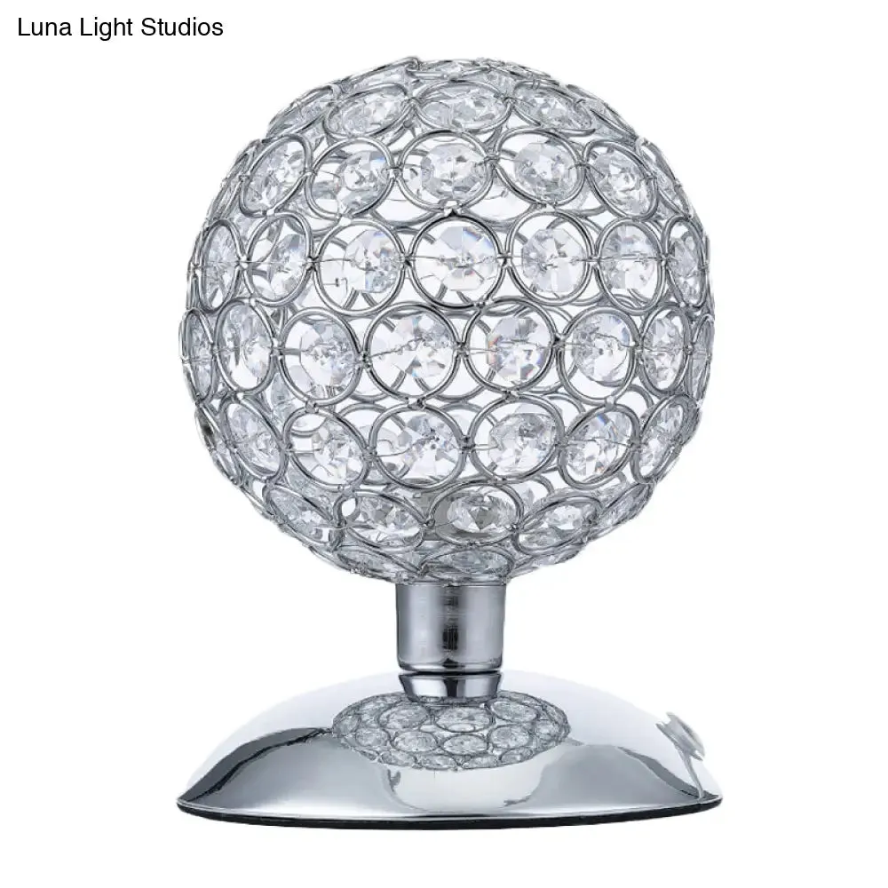 Alrakis - Sphere Sphere Night Table Light Modern Crystal-Encrusted Shade 1 Bulb Chrome Small Desk Lamp