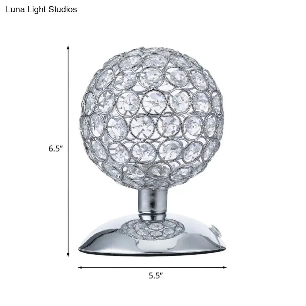 Alrakis - Sphere Sphere Night Table Light Modern Crystal-Encrusted Shade 1 Bulb Chrome Small Desk Lamp
