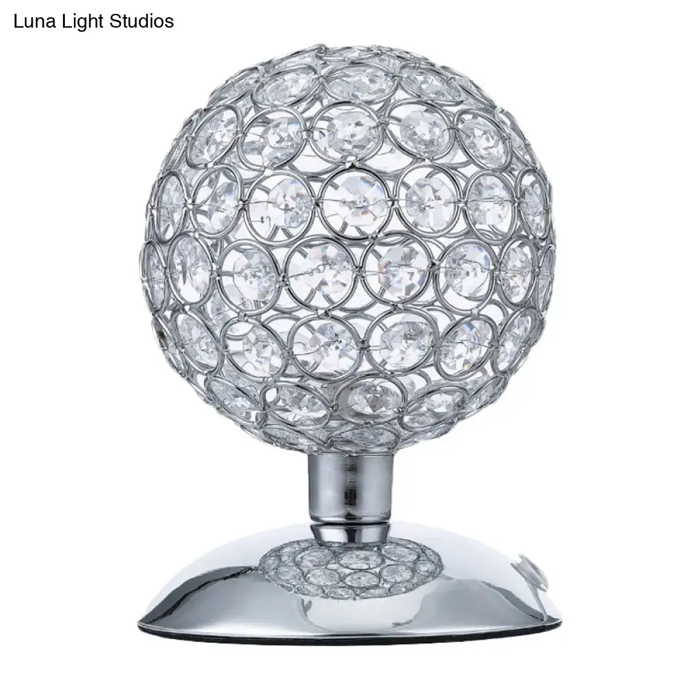 Alrakis - Sphere Sphere Night Table Light Modern Crystal-Encrusted Shade 1 Bulb Chrome Small Desk Lamp