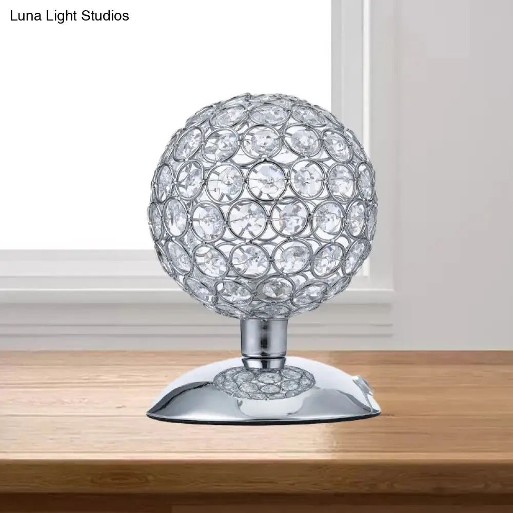 Alrakis - Sphere Sphere Night Table Light Modern Crystal-Encrusted Shade 1 Bulb Chrome Small Desk Lamp
