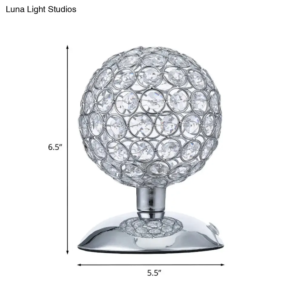 Alrakis - Sphere Sphere Night Table Light Modern Crystal-Encrusted Shade 1 Bulb Chrome Small Desk Lamp
