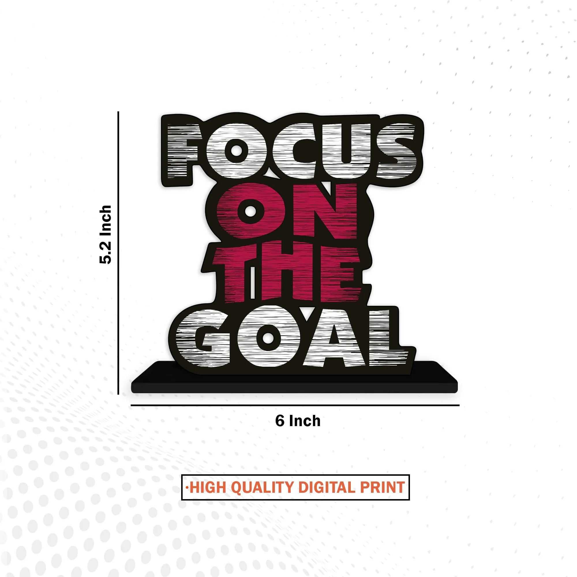 Art Vibes Wooden Idols And Figurine Focus On The Goal Quote Table Decor For Office Desk Showpiece | Home Decoration | Living Room | Modern Gifting Item (Sp_1140)