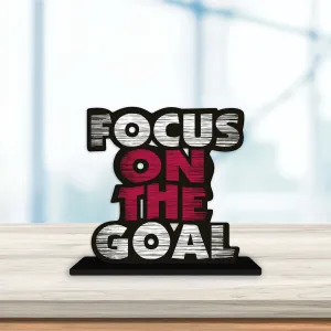 Art Vibes Wooden Idols And Figurine Focus On The Goal Quote Table Decor For Office Desk Showpiece | Home Decoration | Living Room | Modern Gifting Item (Sp_1140)