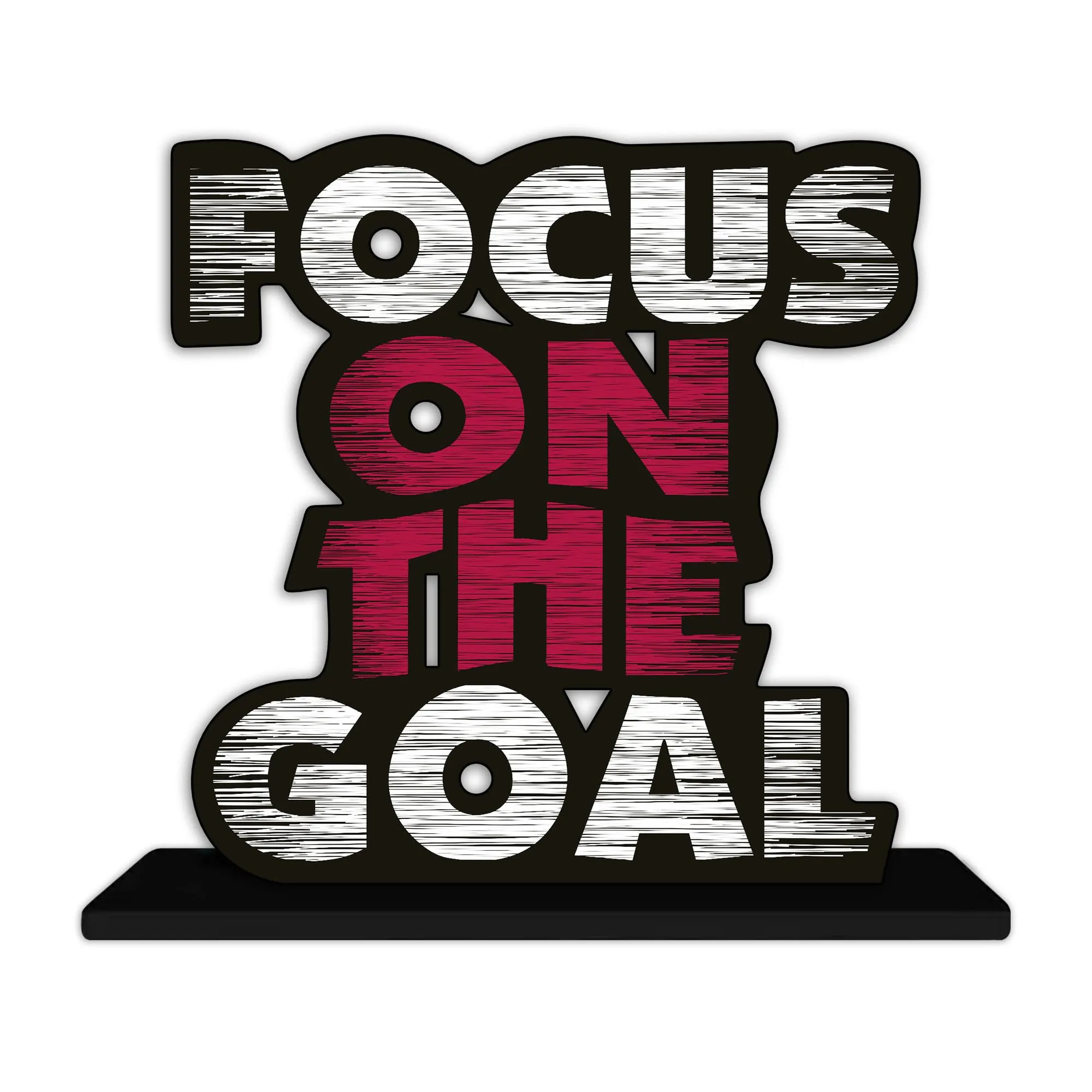 Art Vibes Wooden Idols And Figurine Focus On The Goal Quote Table Decor For Office Desk Showpiece | Home Decoration | Living Room | Modern Gifting Item (Sp_1140)