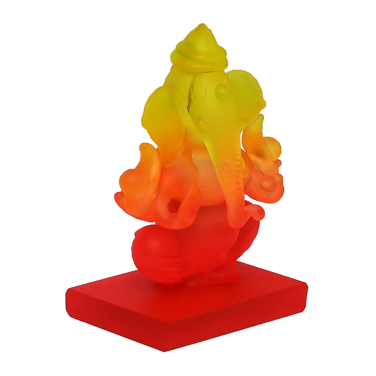 Artisyn Yellow and Red Double Sided Crystal Lord Ganesha Idol for Home, Office, and Car Dashboard - Divine God Idol for Diwali, Ganesh Chaturthi, and Birthday Gifts