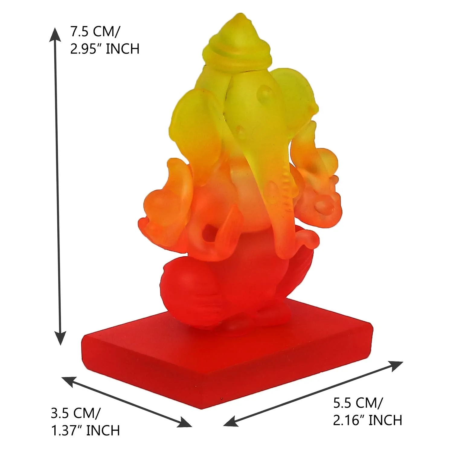 Artisyn Yellow and Red Double Sided Crystal Lord Ganesha Idol for Home, Office, and Car Dashboard - Divine God Idol for Diwali, Ganesh Chaturthi, and Birthday Gifts