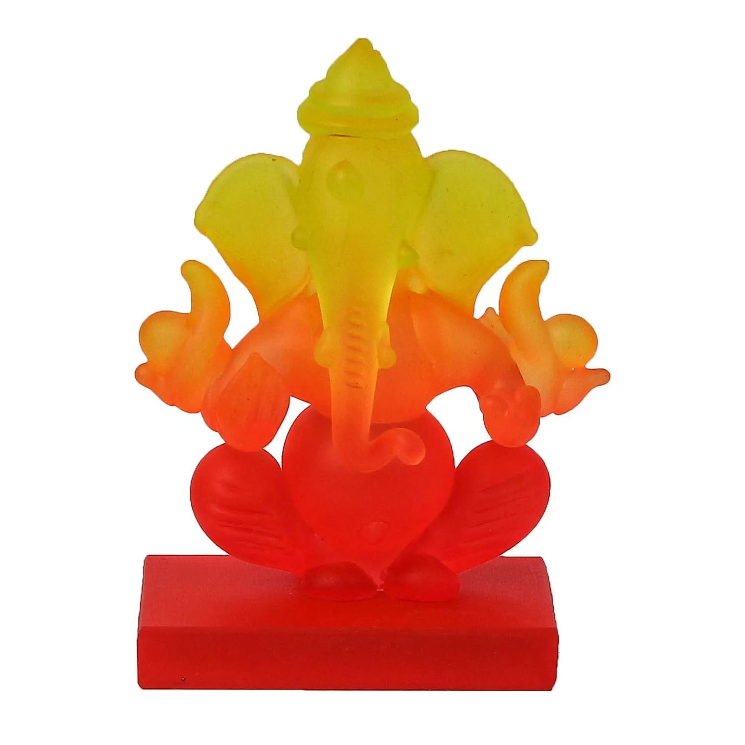 Artisyn Yellow and Red Double Sided Crystal Lord Ganesha Idol for Home, Office, and Car Dashboard - Divine God Idol for Diwali, Ganesh Chaturthi, and Birthday Gifts