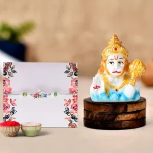 ascension Rakhi Gift Combo Rakhi with Hanuman Ji Idol for Gift Rakshabandhan Gift for Bhaiya Bhabhi Hanuman ji Showpiece with Rakhi Rakhi Gifts for Brother and Bhabhi