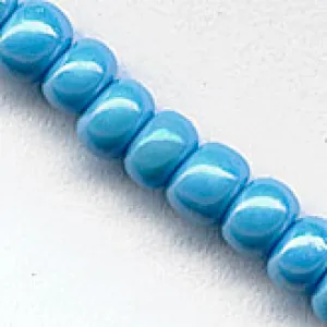 b17-101-Vintage aqua luster seed bead. Size 4. 4mm. 20"-strand