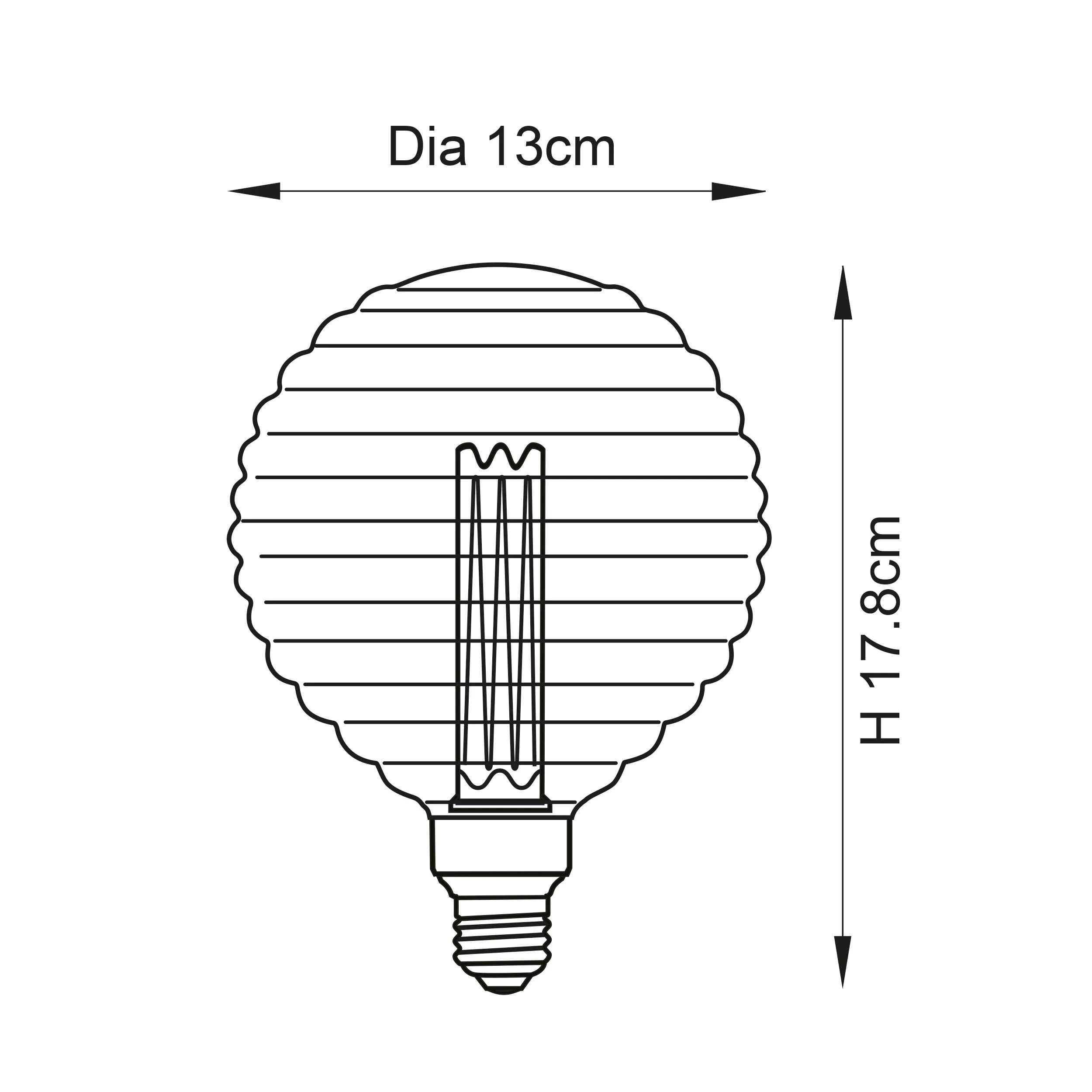 Beehive E27 Amber Tinted Ribbed 2.5w LED Light Bulb