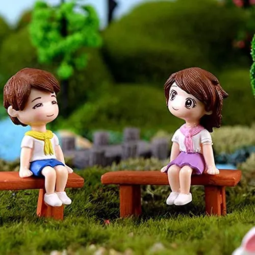 BHOOLU&GOOLU Sweety Lovers - Bench Siting Couple Figurine Miniature - Style - 26 (2pcs/Set)
