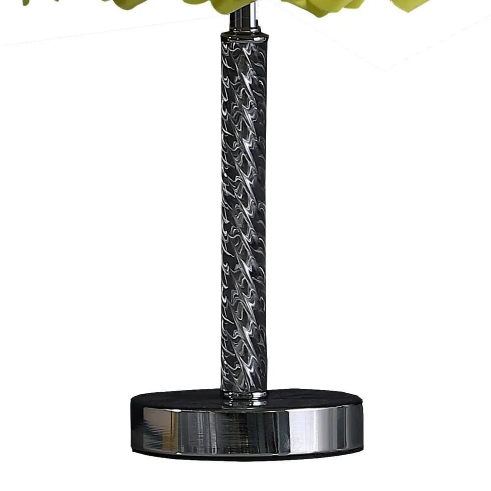 Bloom Roses Drum Shade Table Lamp with Twisted Acrylic Base, Yellow By Casagear Home