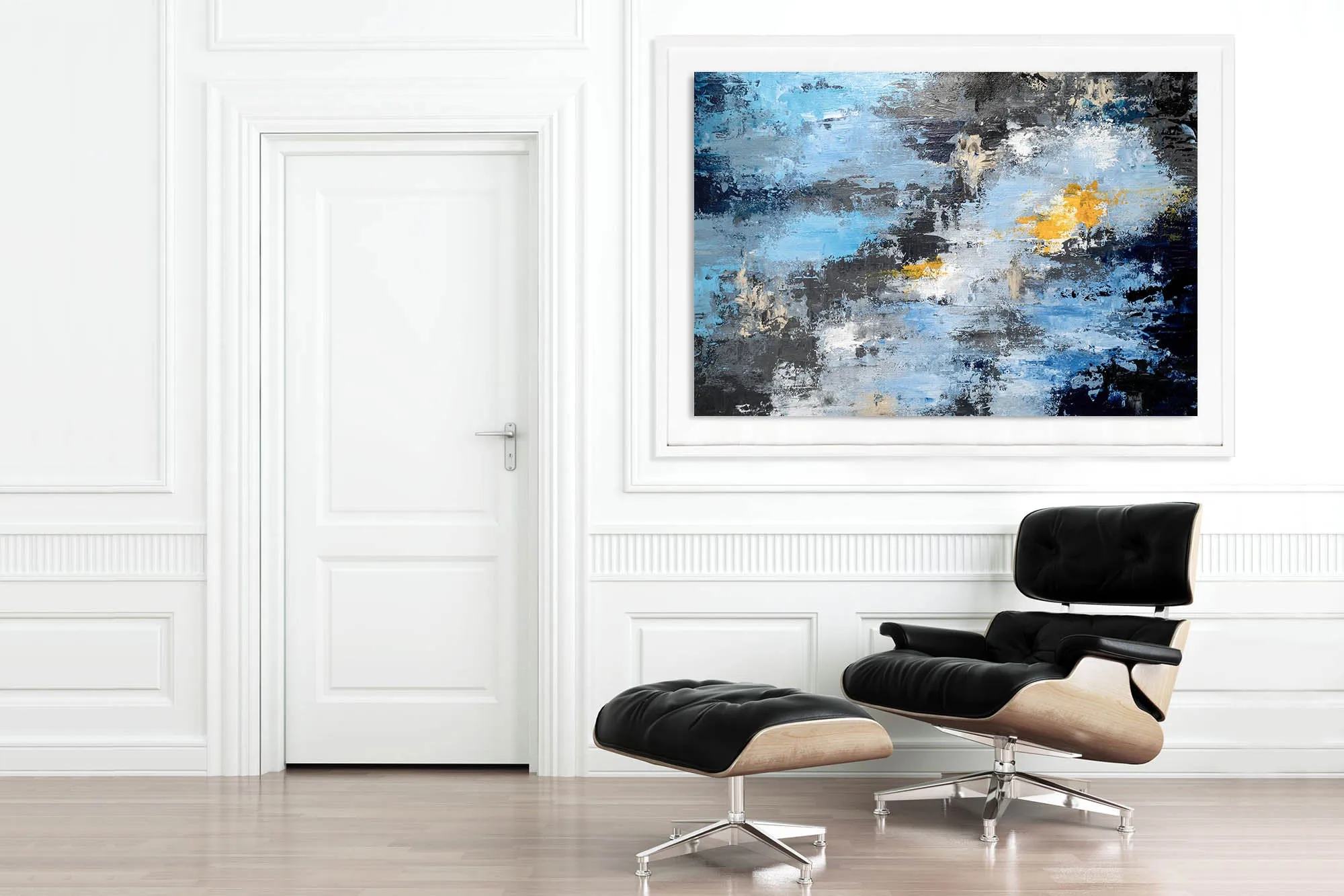 Blue Black Yellow Abstract Painting New Home Decor Qp064