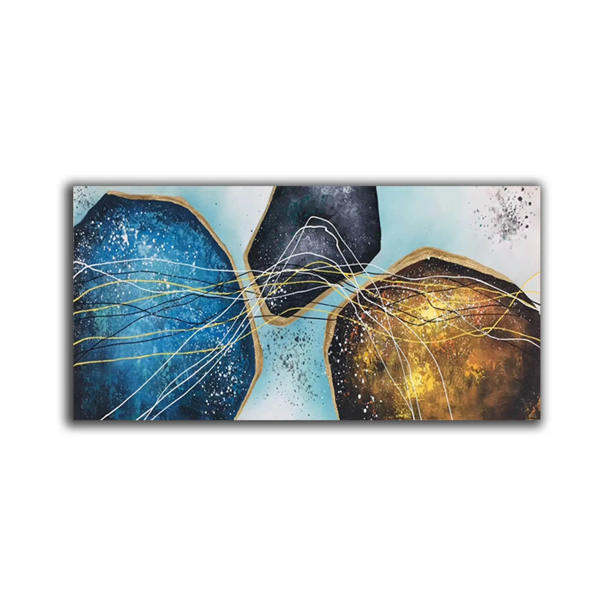 Blue Gold White Modern Abstract Painting Oversized Modern Art Np095