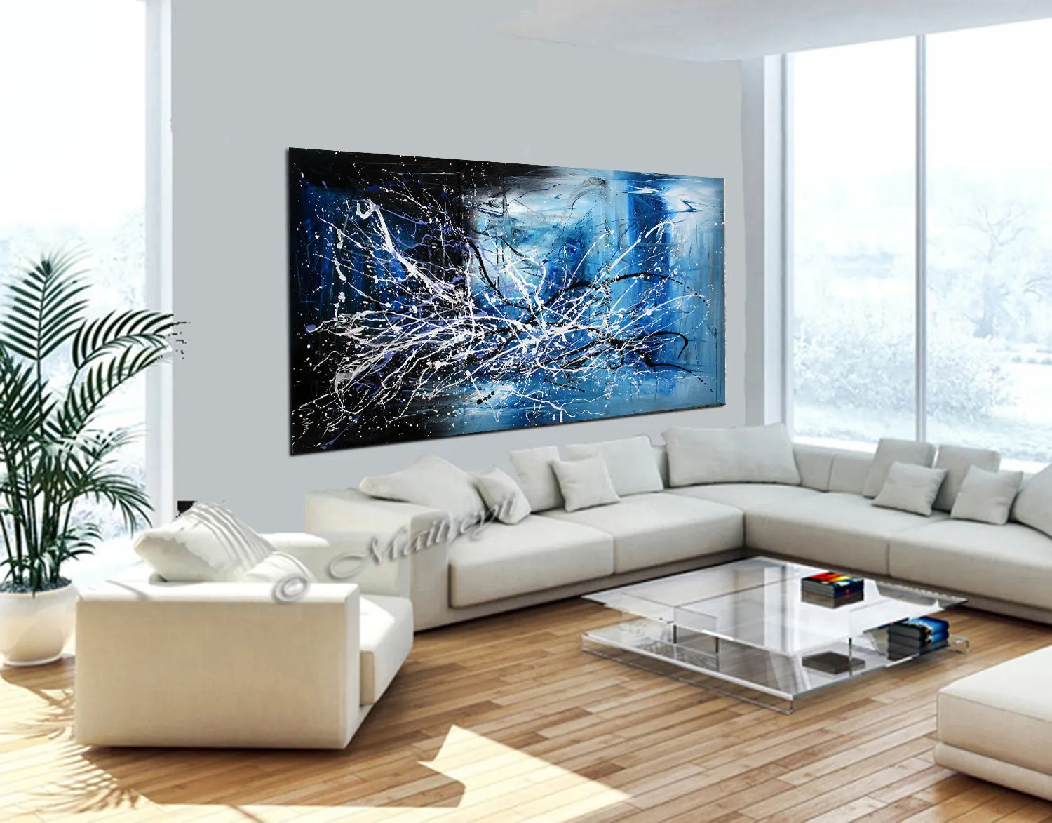 Blue Wall Art Thanks Giving Decoration Wall Art Home Decor for living room Paintings on Canvas - Blue Dreams
