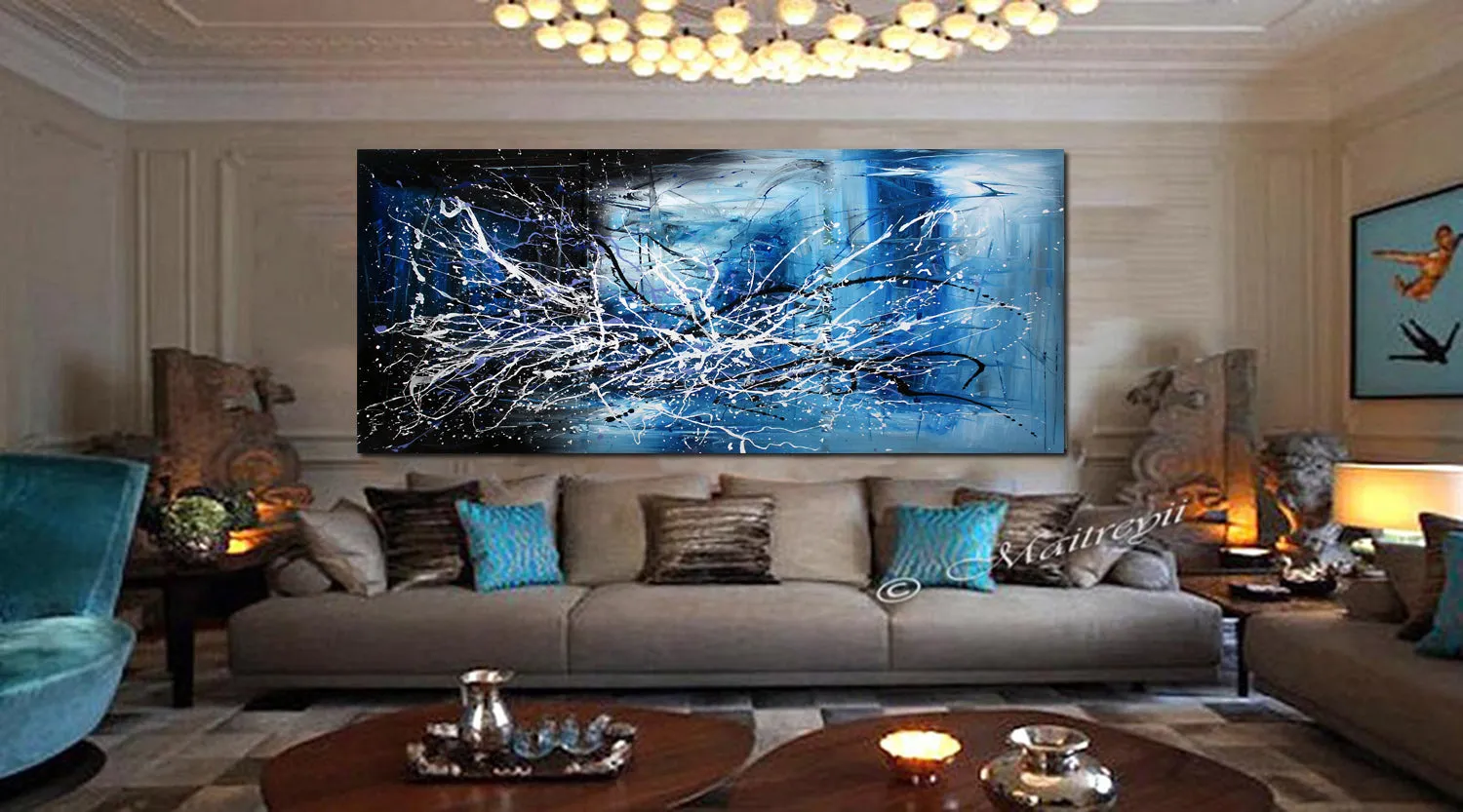 Blue Wall Art Thanks Giving Decoration Wall Art Home Decor for living room Paintings on Canvas - Blue Dreams