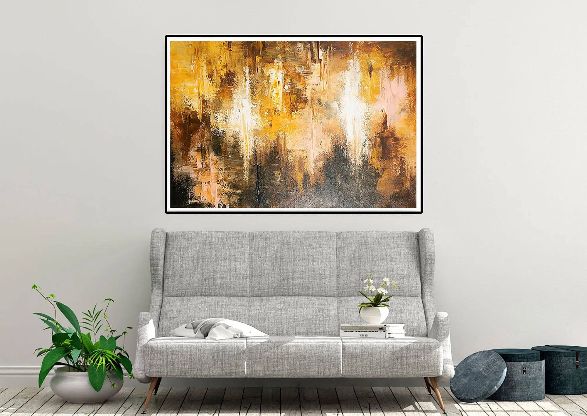 Brown And Yellow Abstract Painting ModernHome Decor Fp058