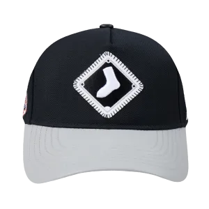CHICAGO WHITE SOX DIY PICK STITCH LEATHER PINCH FRONT STRAPBACK (BLACK)