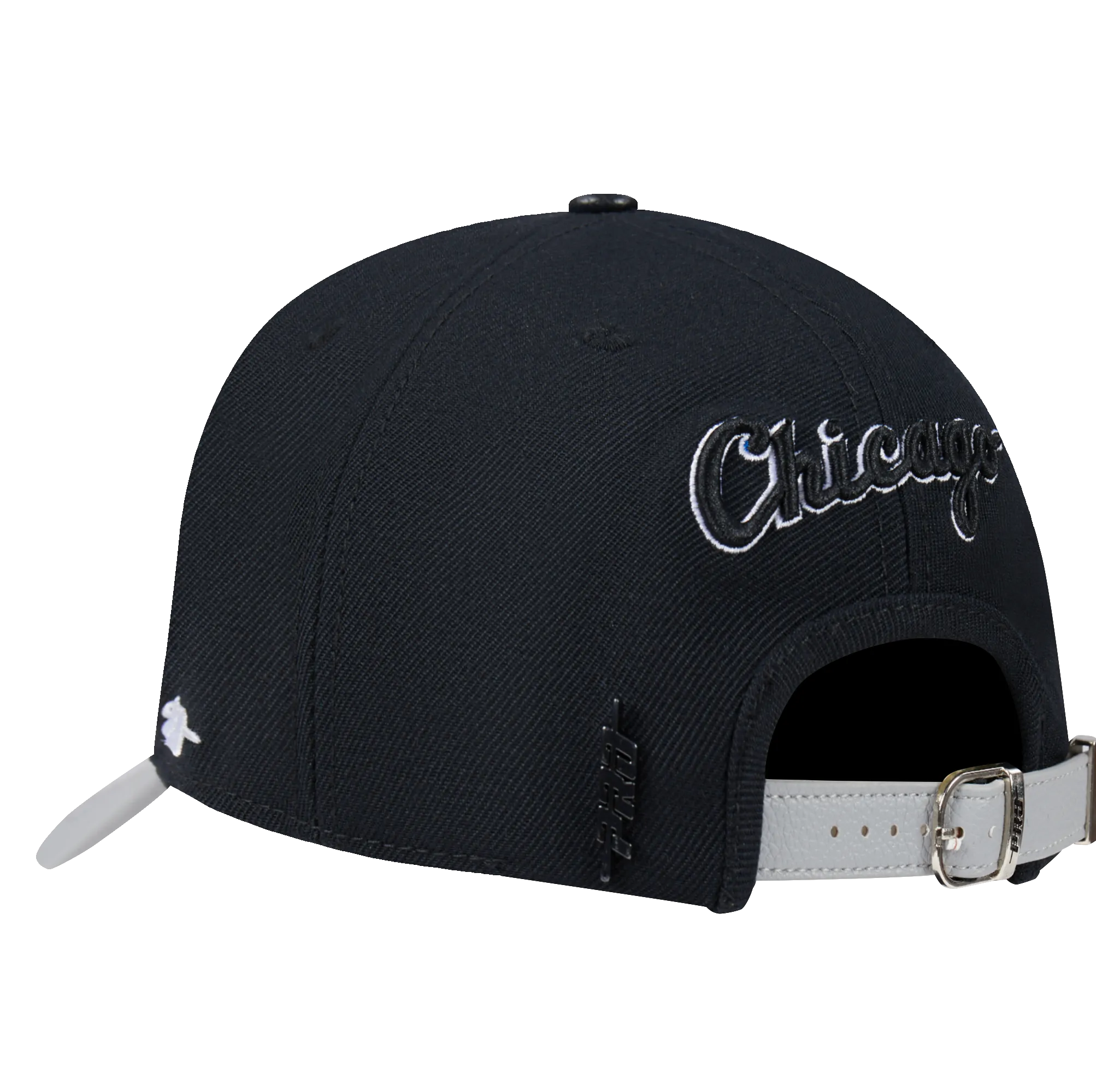 CHICAGO WHITE SOX DIY PICK STITCH LEATHER PINCH FRONT STRAPBACK (BLACK)
