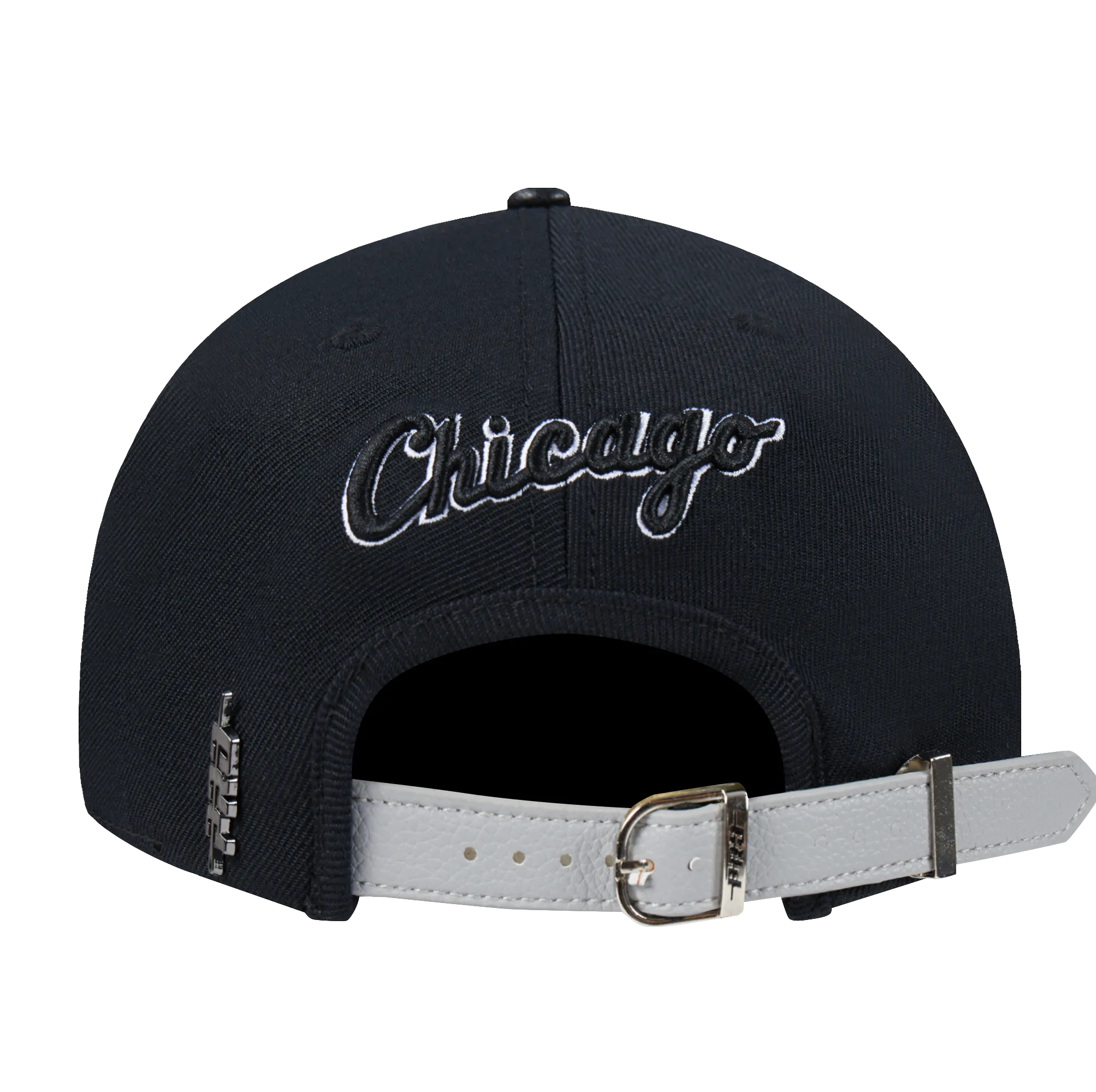 CHICAGO WHITE SOX DIY PICK STITCH LEATHER PINCH FRONT STRAPBACK (BLACK)