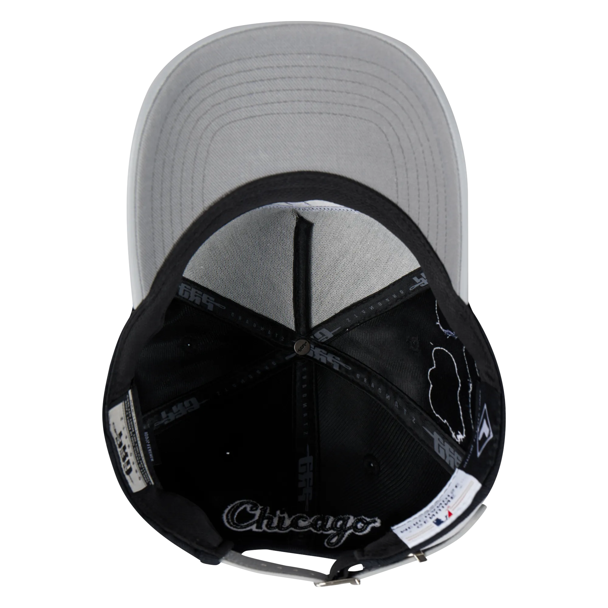 CHICAGO WHITE SOX DIY PICK STITCH LEATHER PINCH FRONT STRAPBACK (BLACK)