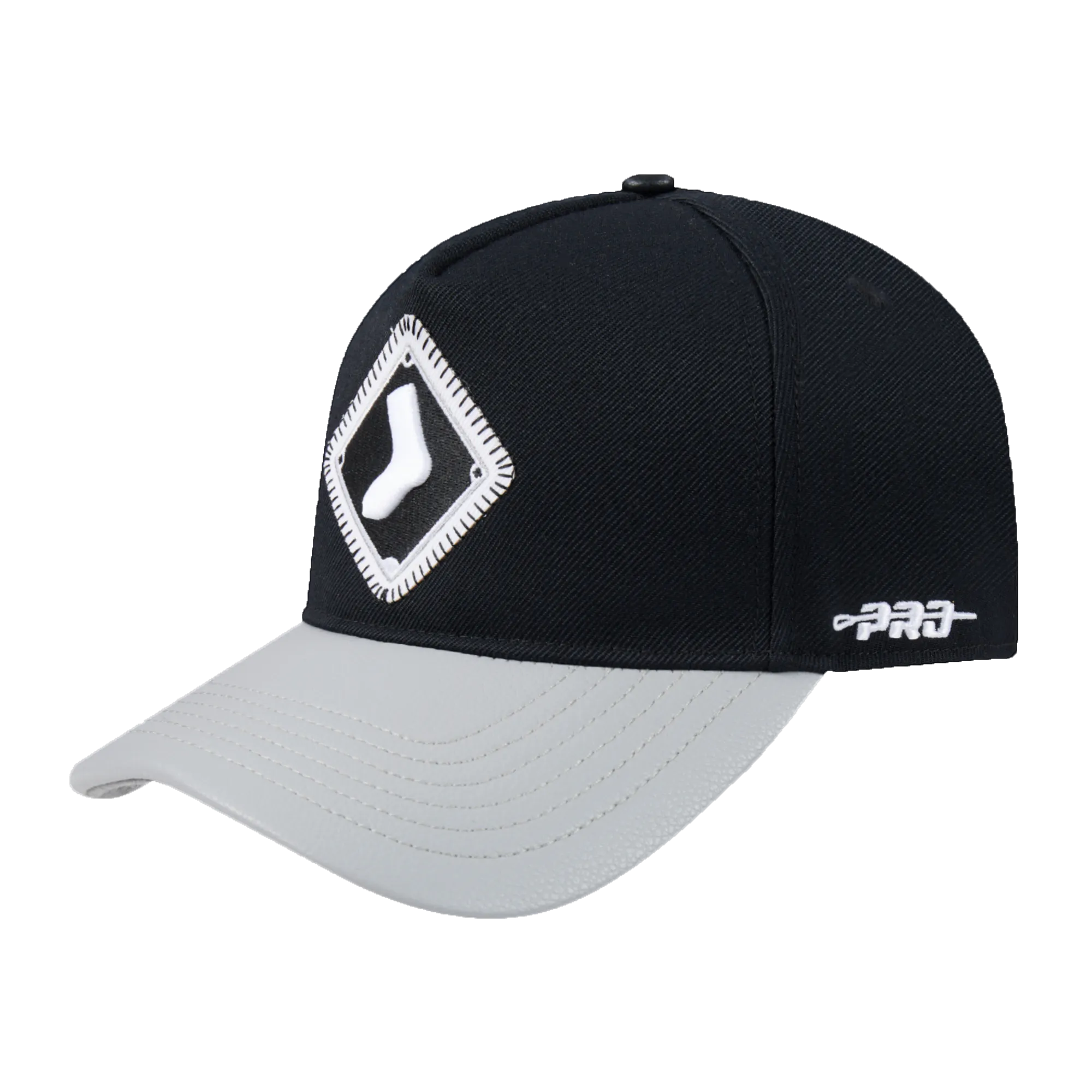 CHICAGO WHITE SOX DIY PICK STITCH LEATHER PINCH FRONT STRAPBACK (BLACK)