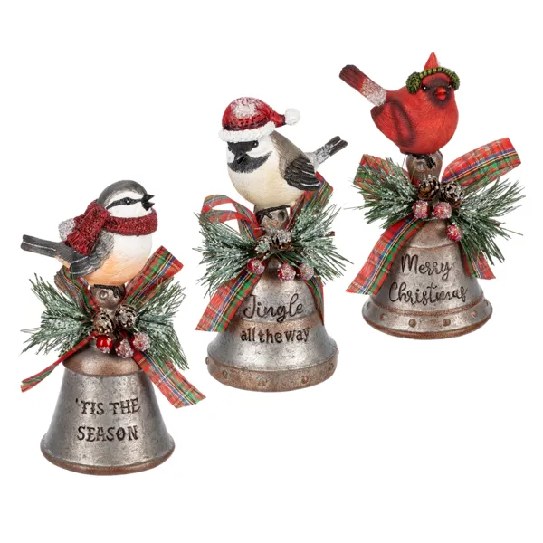 Christmas Bird Bell Figurines