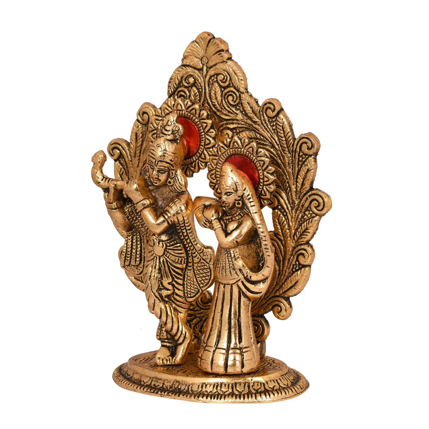 Collectible India Gold Plated Metal Radha Krishna Statue - Radha Krishan Idol Showpiece Figurine for Home Office Temple Pooja Decor Gift (Set of 1)