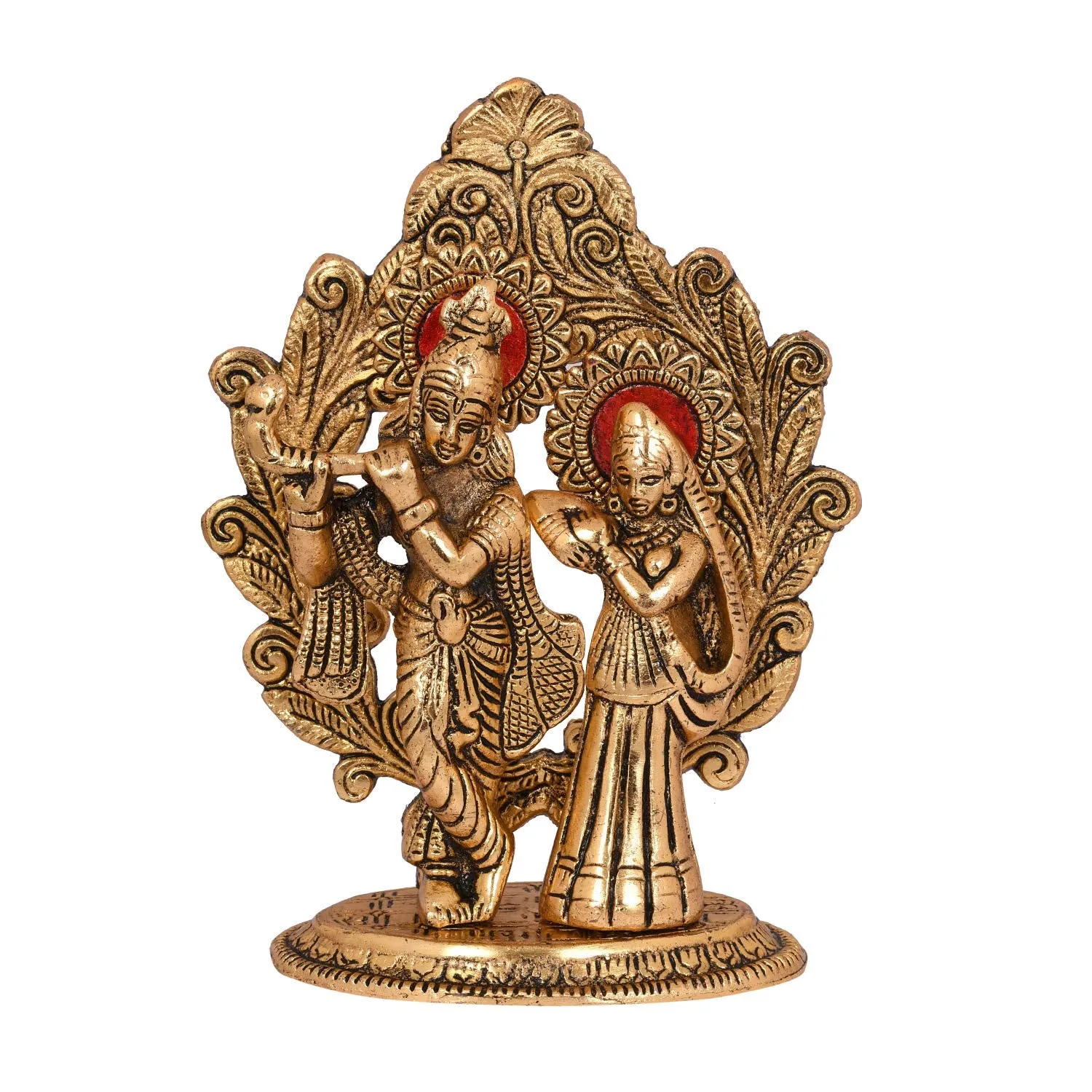 Collectible India Gold Plated Metal Radha Krishna Statue - Radha Krishan Idol Showpiece Figurine for Home Office Temple Pooja Decor Gift (Set of 1)