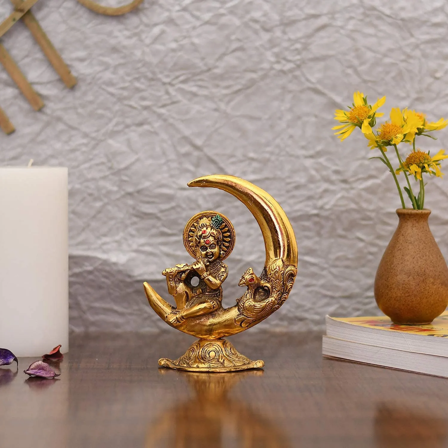 Collectible India Rakhi for Brother with Gift Combo Rakshabandhan Gift - Rakhi for Brother - Baby Krishna Idols Statue, Greeting Card Home Decoration Items (M1- Family Combo)