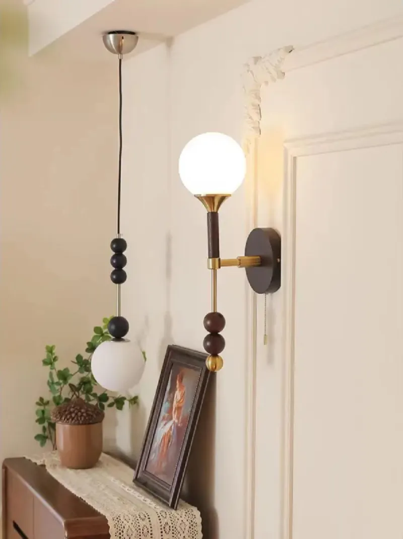 Colonia Vintage Wood and Glass Globe Lamps