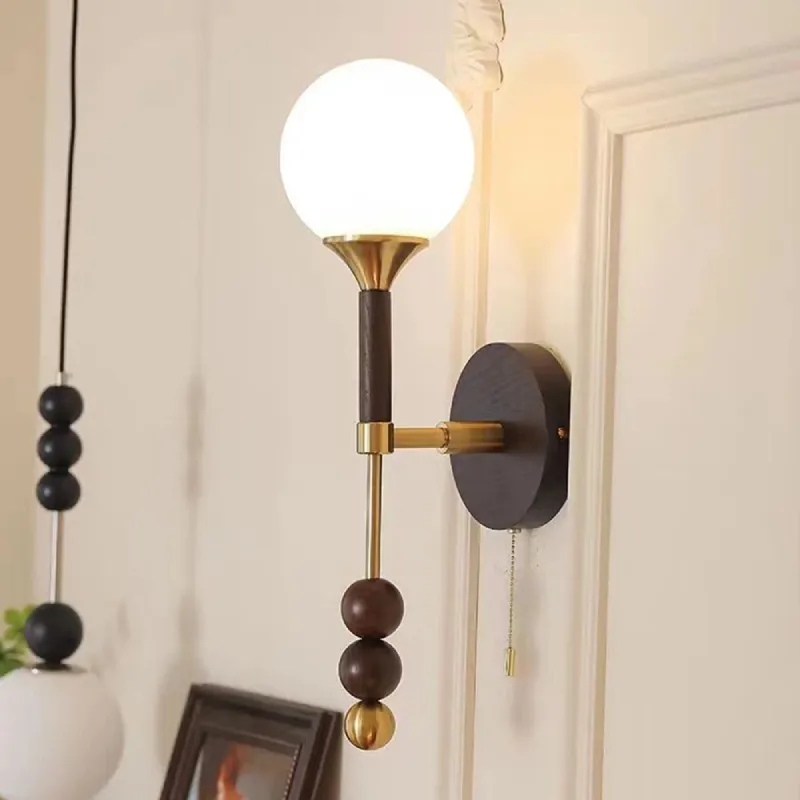 Colonia Vintage Wood and Glass Globe Lamps