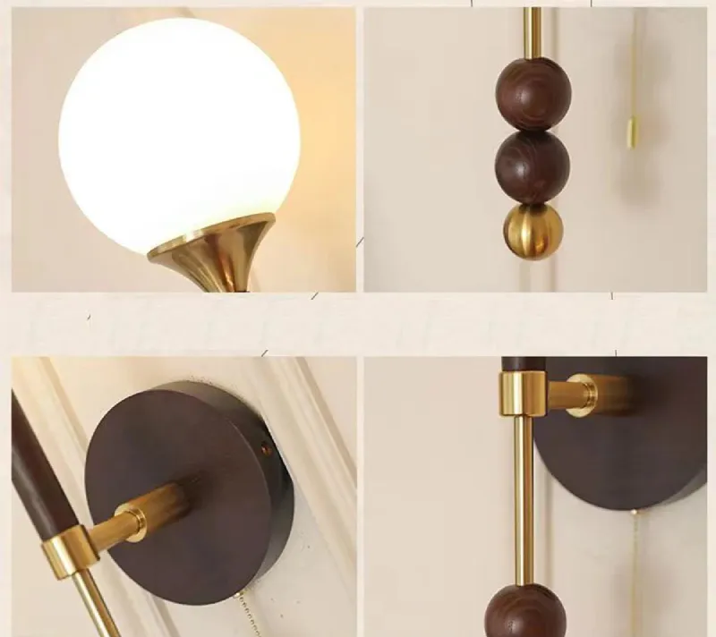 Colonia Vintage Wood and Glass Globe Lamps