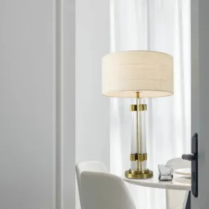 Contemporary White Crystal Desk Lamp: Elegant 1-Bulb Table Light for Living Room