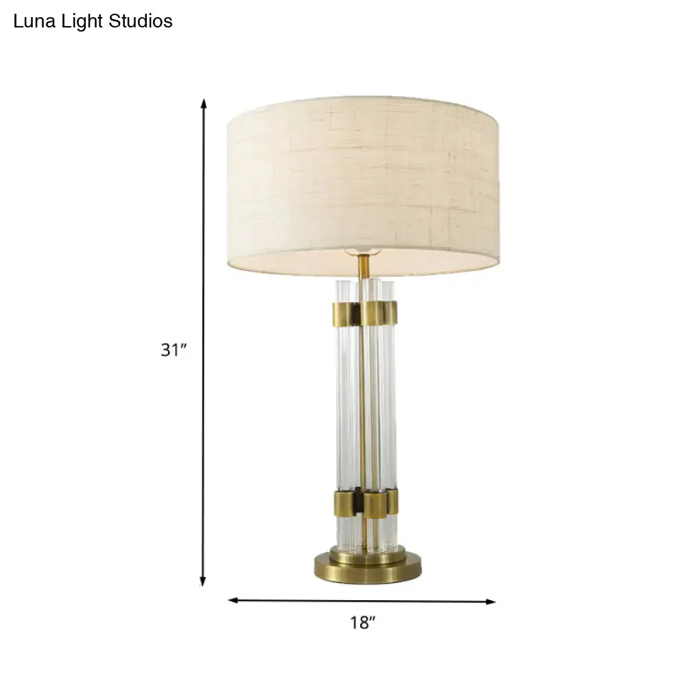 Contemporary White Crystal Desk Lamp: Elegant 1-Bulb Table Light for Living Room