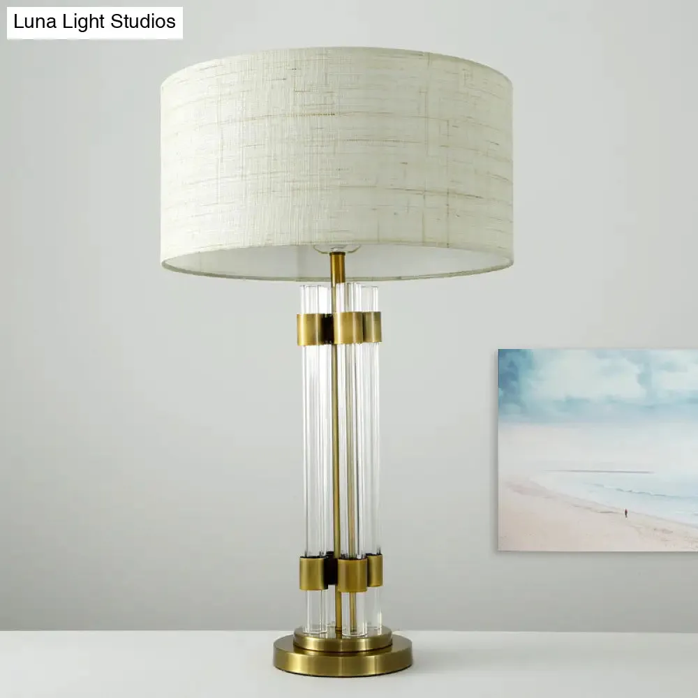 Contemporary White Crystal Desk Lamp: Elegant 1-Bulb Table Light for Living Room