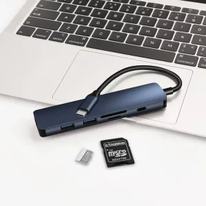 COTECi MB1084 TF SD Card Reader 6 IN 1 Type-C Hub Adapter